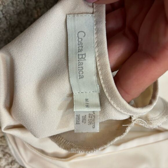 Ladies Costa Blanca Beige Wide Shoulder Blouse Size Medium - Picture 11 of 15